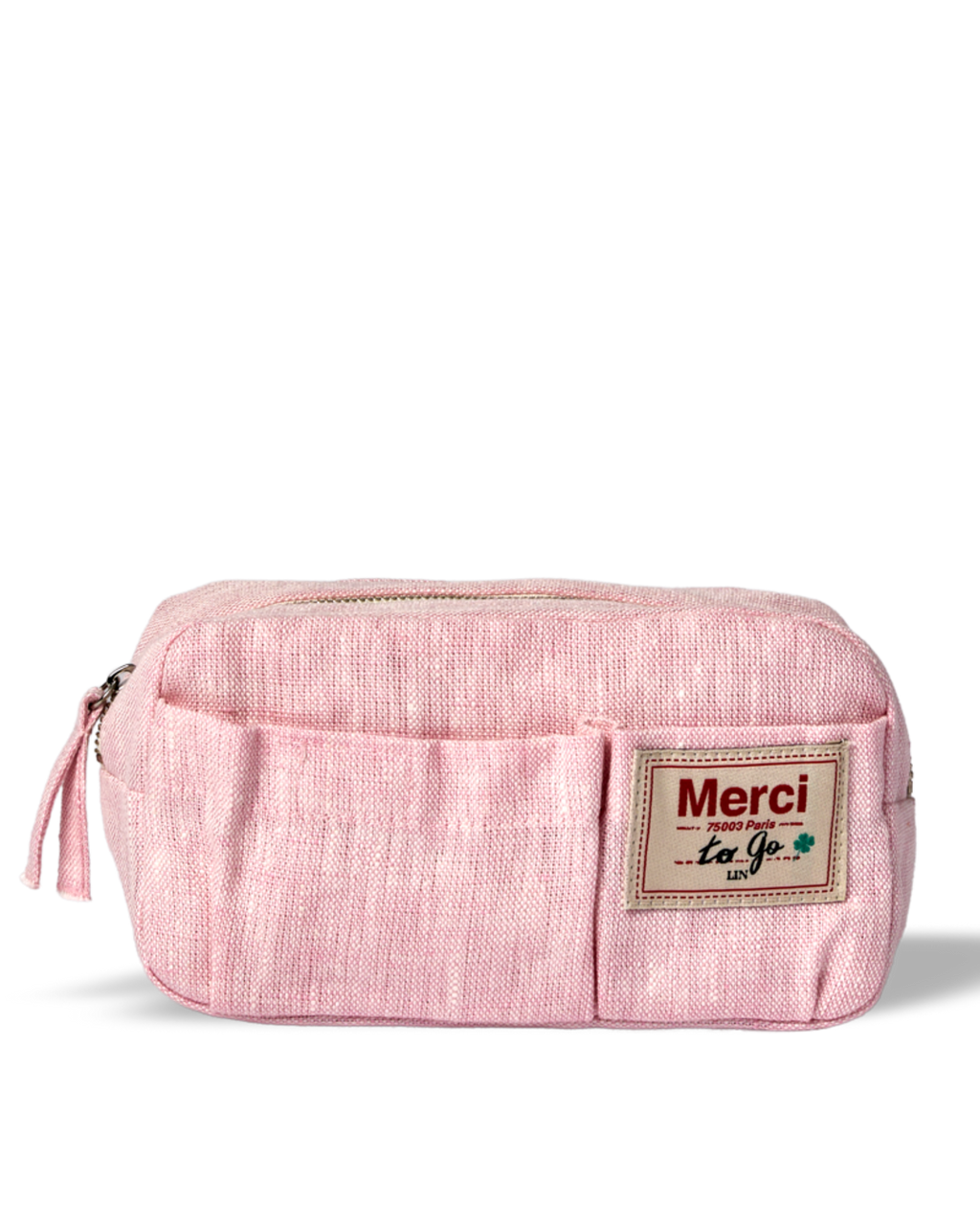 Merci - Washed linen pencil case - Granita Pink