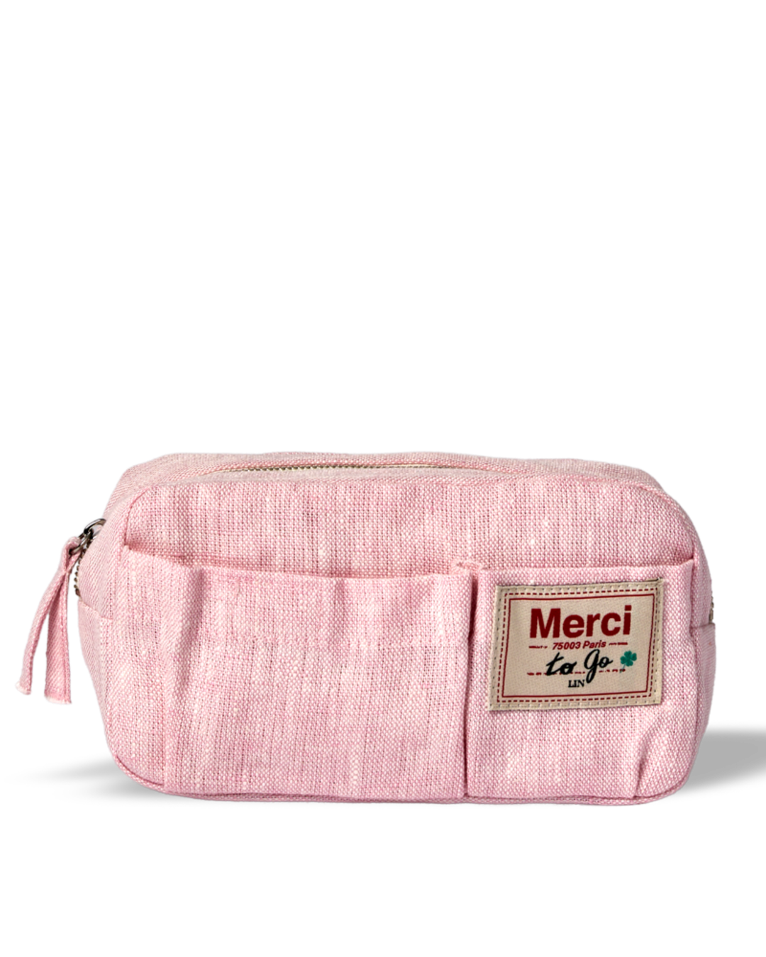 Merci - Washed linen pencil case - Granita Pink