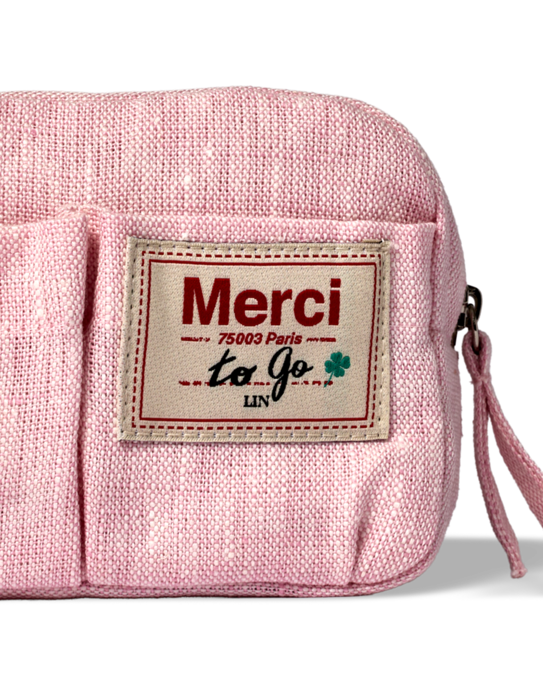 Merci - Washed linen pencil case - Granita Pink