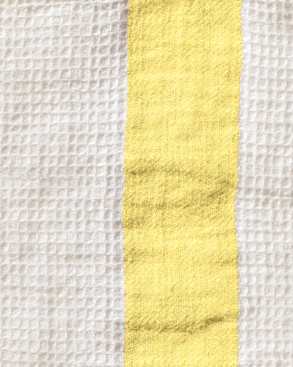 Merci - Serviette De Bain En Lin Nid D'Abeille - Bande Jaune Citronnade