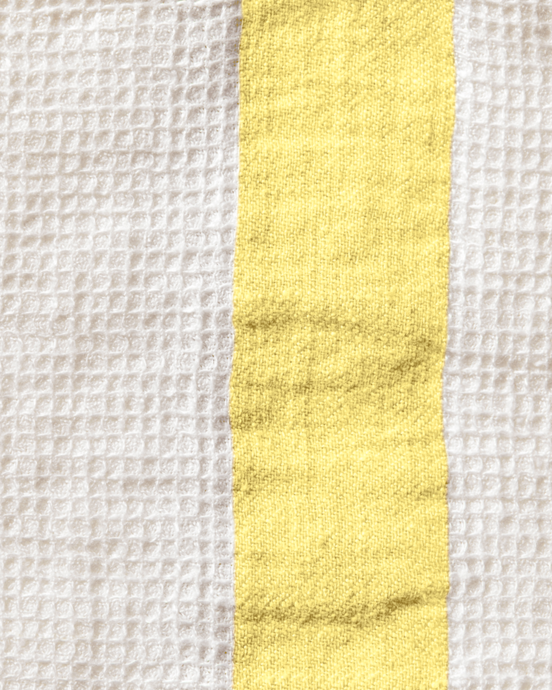 Merci - Serviette De Bain En Lin Nid D'Abeille - Bande Jaune Citronnade