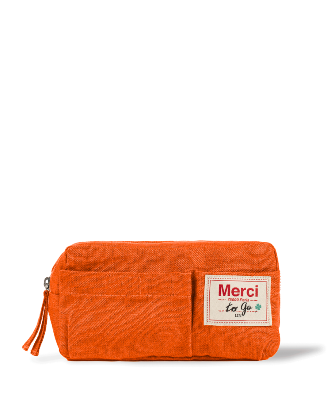 Merci - Trousse En Lin Lavé - Orange Zeste