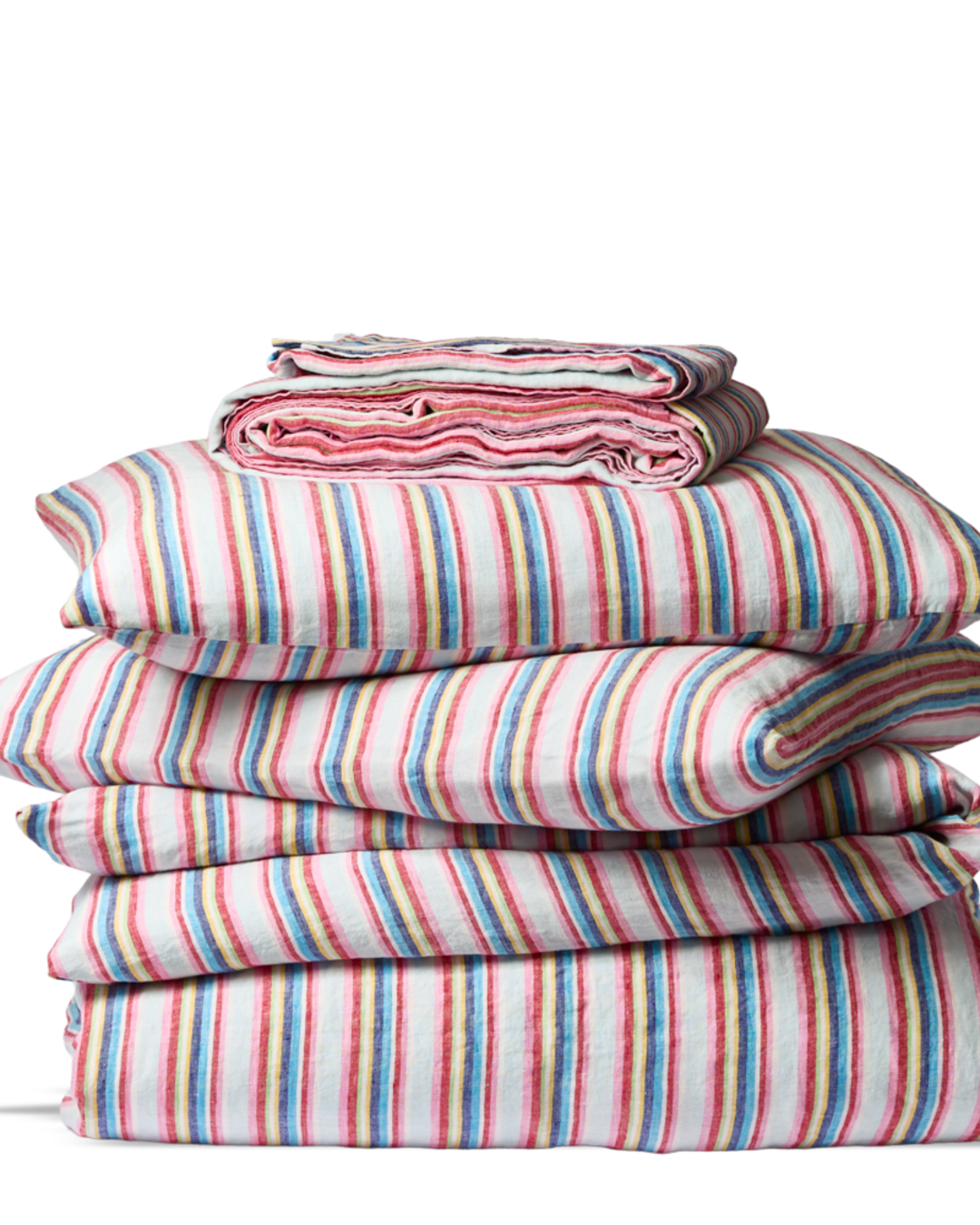Merci - Washed linen flat sheet - Parasol Stripes