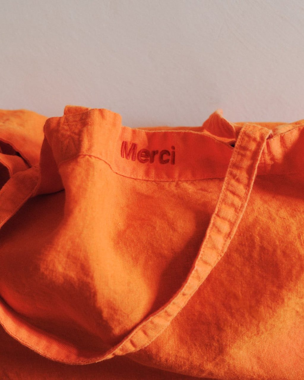 Merci - Cabas En Lin Lavé - Orange Zeste