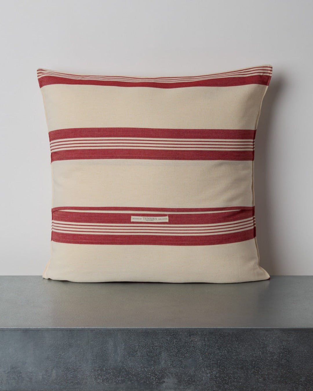 Tensira - Coussin En Coton - Rayures Rouges