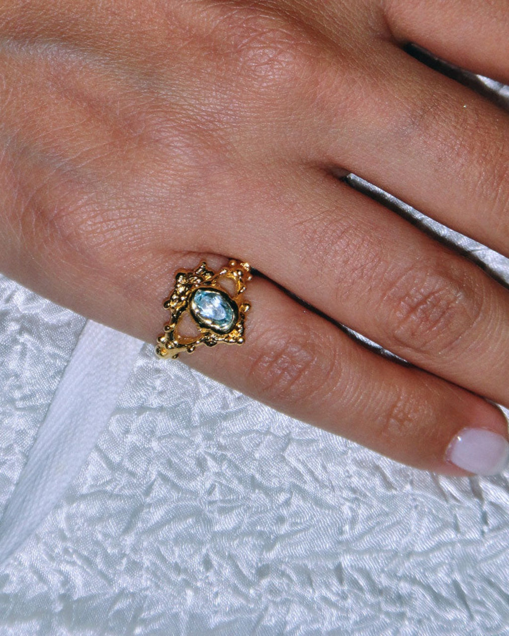 Sofia Rocha - Bague Sol De Mar - Or & Bleu Clair