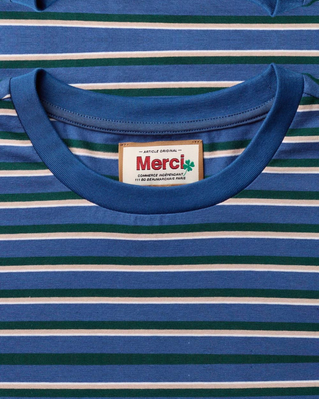 Merci - Vadim Striped T-Shirt - Indigo & Green