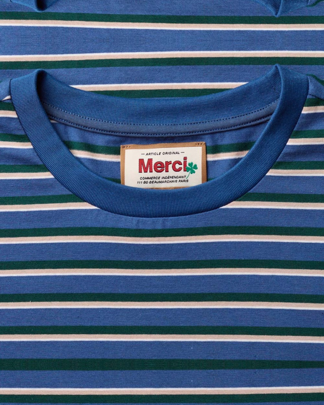 Merci - Vadim Striped T-Shirt - Indigo & Green