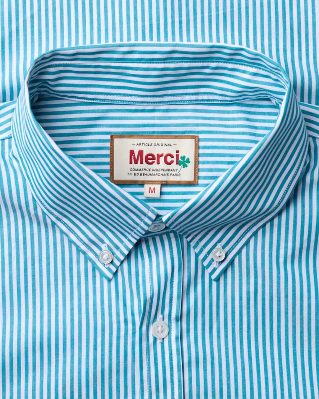 Merci - Chemise Sacha Rayé - Turquoise
