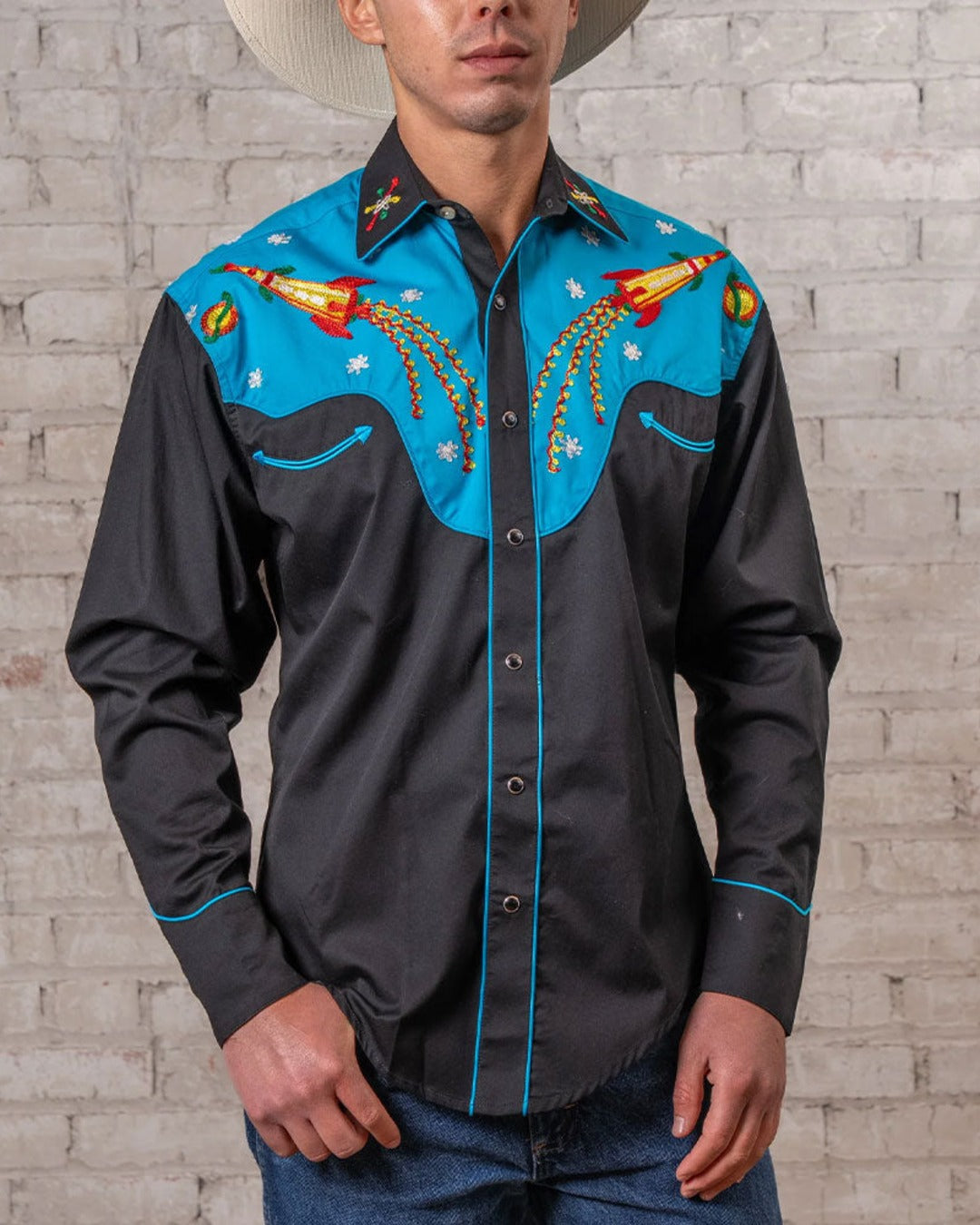 Rockmount - Chemise Space Cowboy - Noir & Turquoise