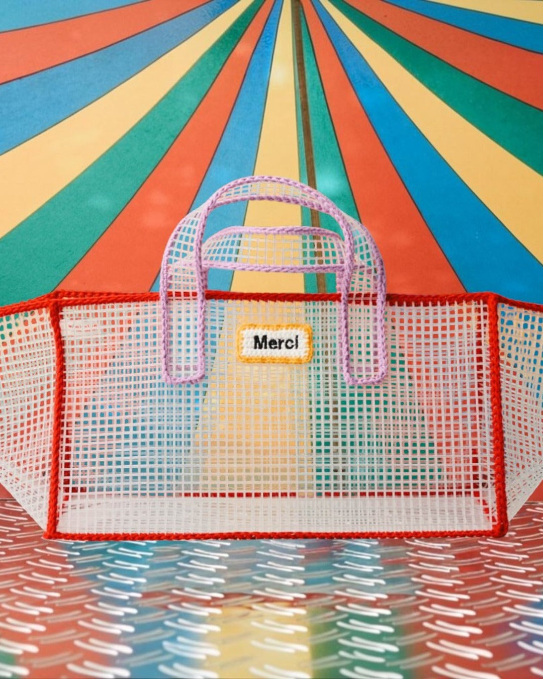 Merci x Mimi Salon - Mimi Salon x Merci - Basket Bag L - Red & Purple