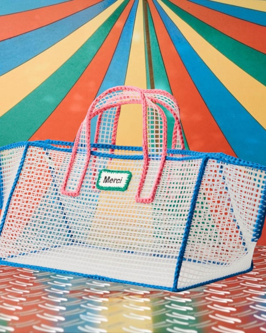 Merci x Mimi Salon - Mimi Salon x Merci - Basket Bag L - Blue & Pink