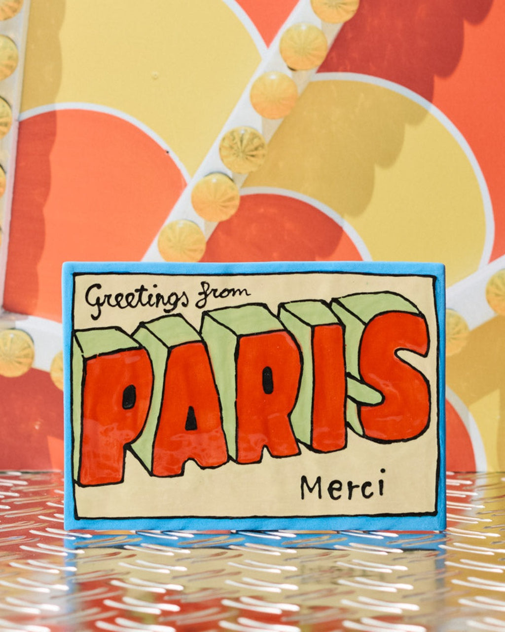 Merci x Michela Castagnaro - Carte Postale En Céramique - Verte