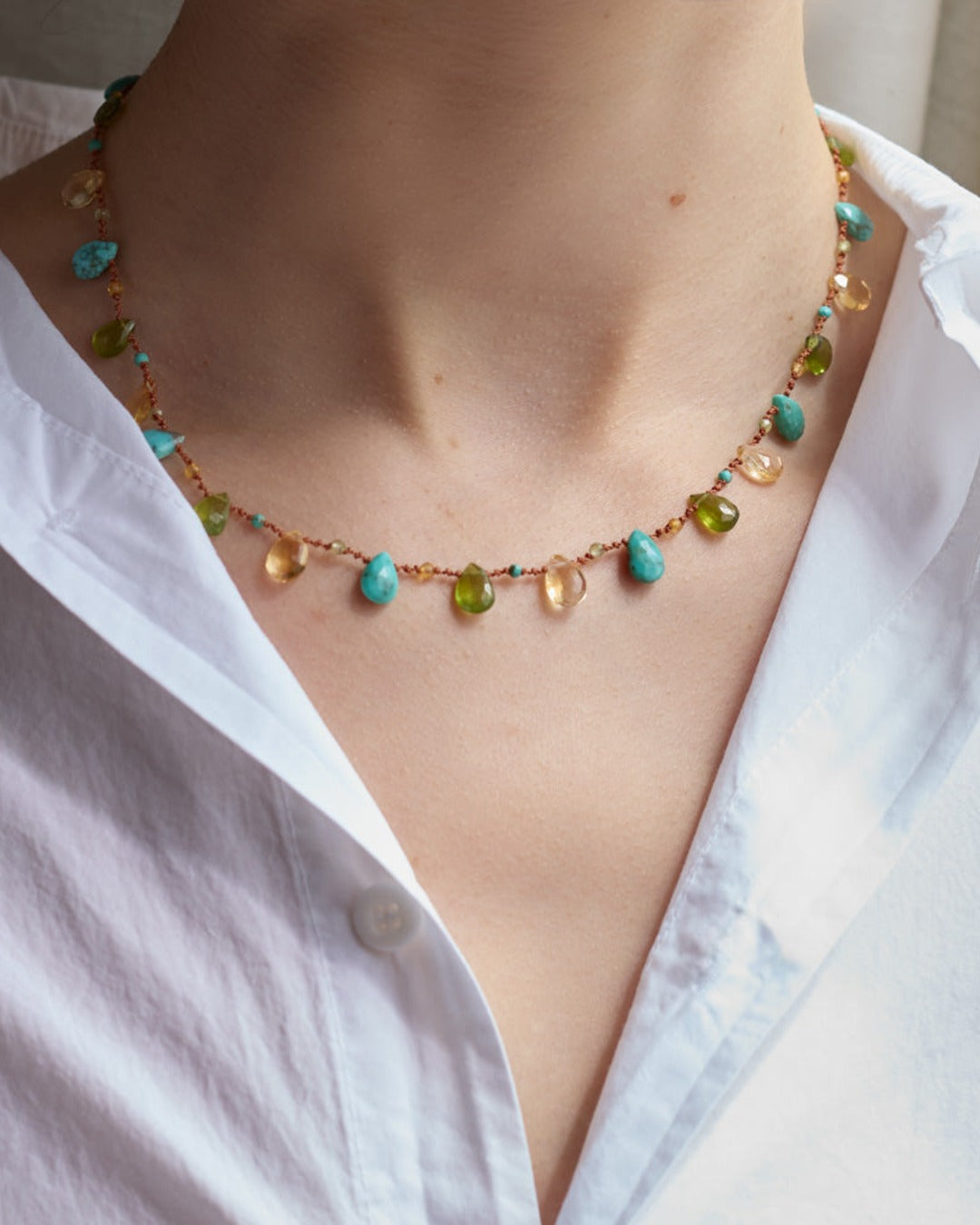 Merci x Ivarene - Collier - Vésuvianite Citrine & Turquoise