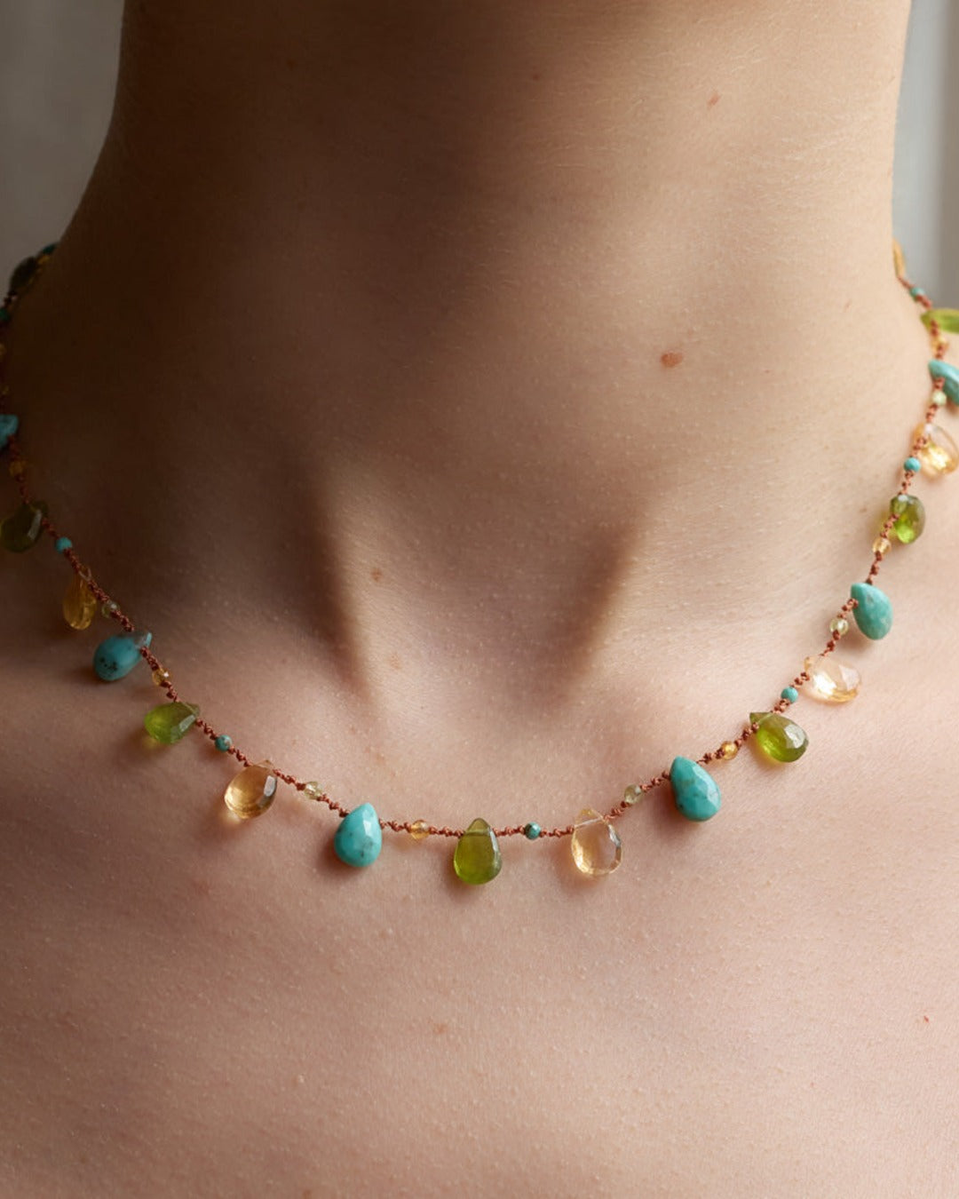 Merci x Ivarene - Collier - Vésuvianite Citrine & Turquoise
