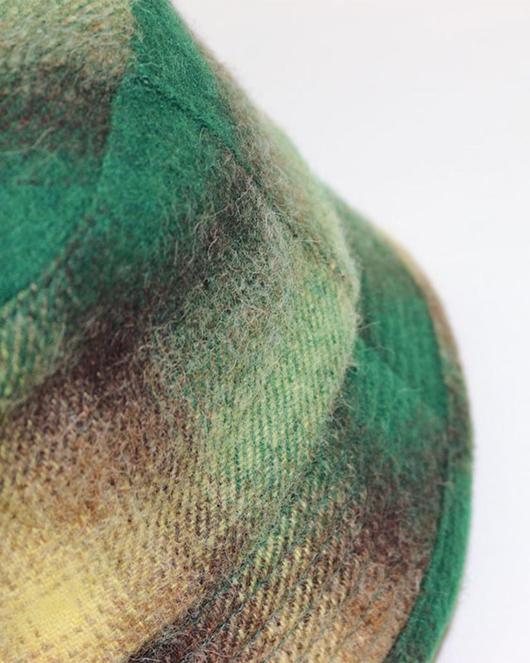Cableami - 70s Wool Shaggy Check Hat - Green