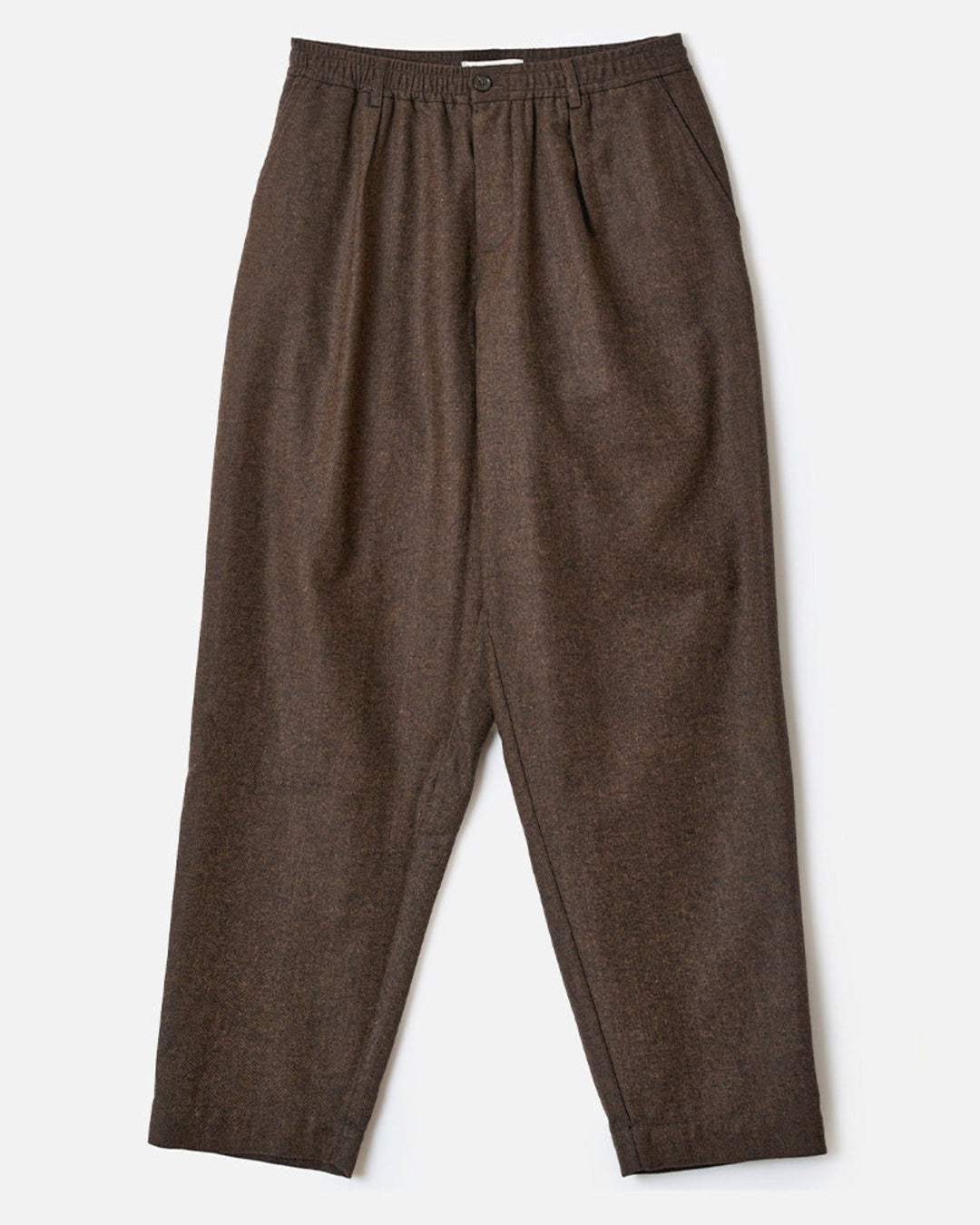 Universal Works - Pantalon Pleated Track Tweed - Marron