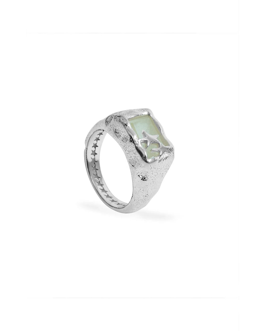 Two Jeys - Yellow Baguette Stone Ring - Silver