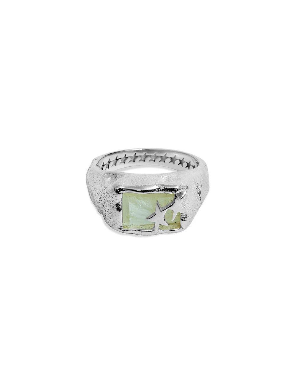 Two Jeys - Yellow Baguette Stone Ring - Silver