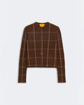 Guest In Residence - Cardigan Jane Checker - Burnt Cocoa & Carmine