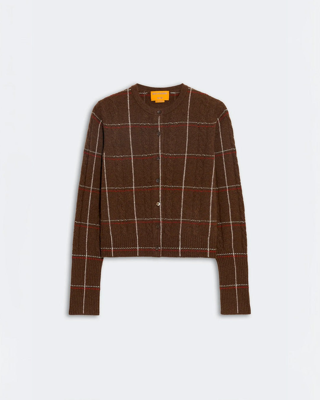 Guest In Residence - Cardigan Jane Checker - Burnt Cocoa & Carmine