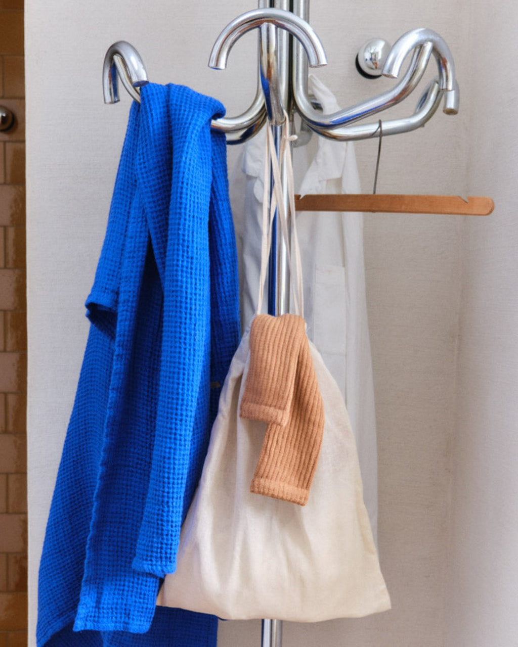 Merci - Serviette De Bain En Lin Waffle - Bleu Cobalt 60