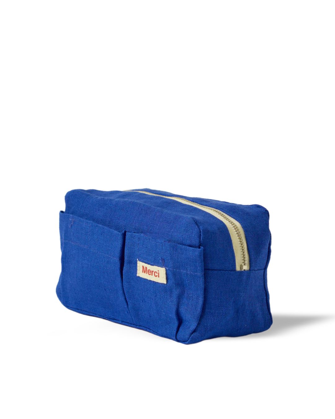 Merci - Trousse En Lin Lavé - Bleu Cobalt 60