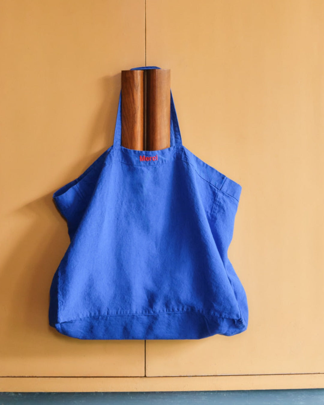 Merci - Cabas En Lin Lavé - Bleu Cobalt 60