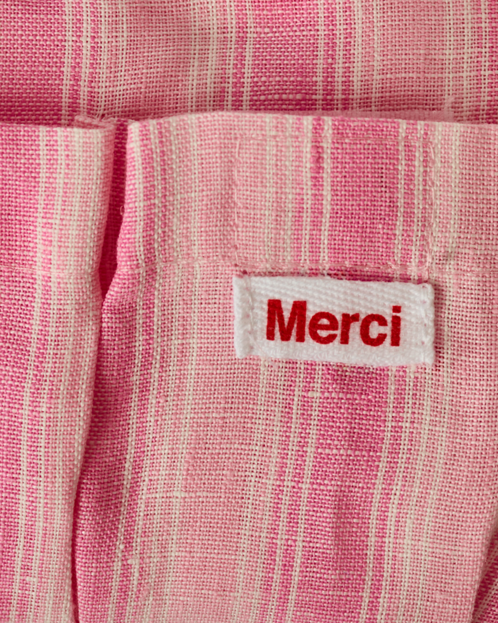 Merci - Washed linen pencil case - Pink Weft Stripes