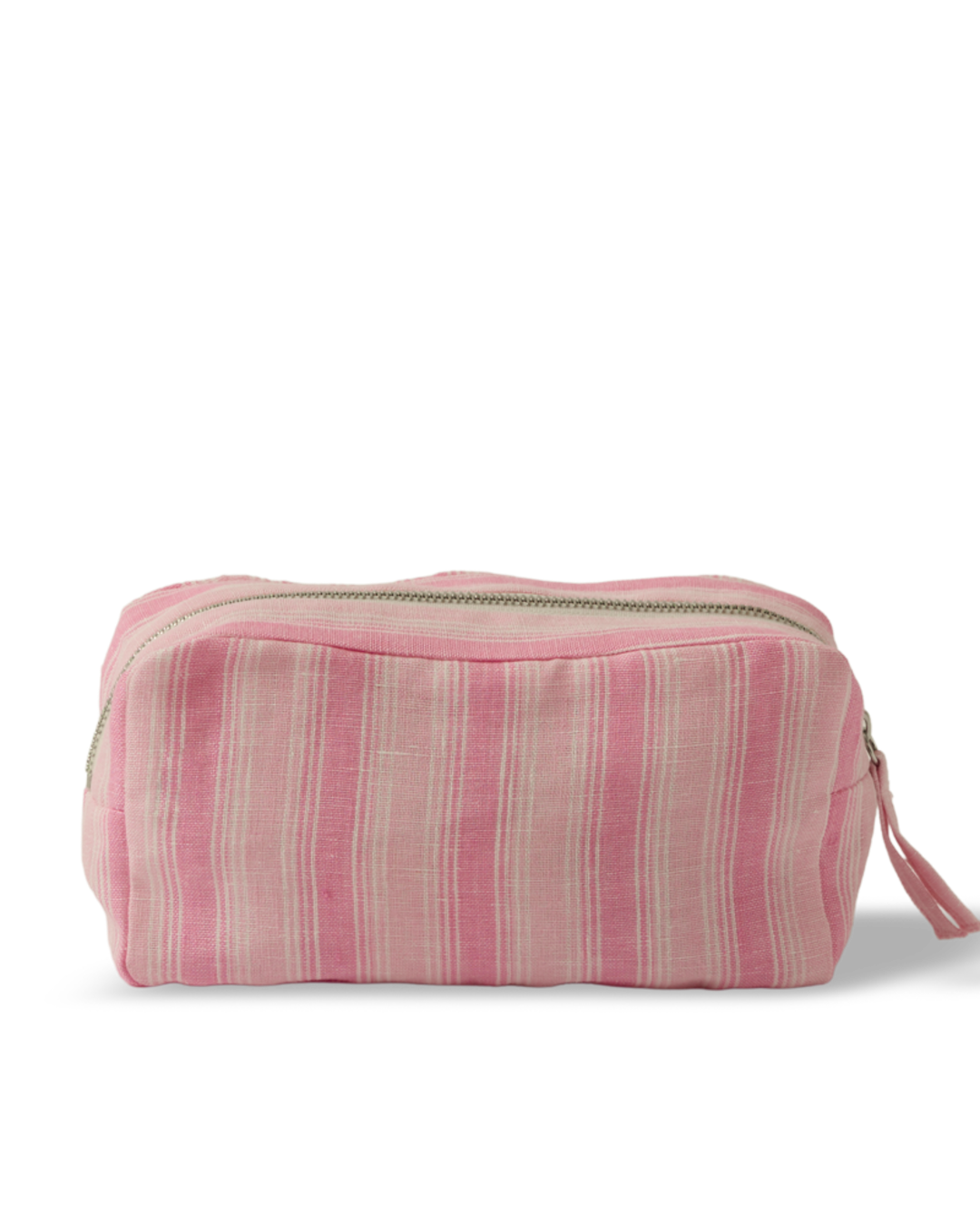 Merci - Washed linen pencil case - Pink Weft Stripes