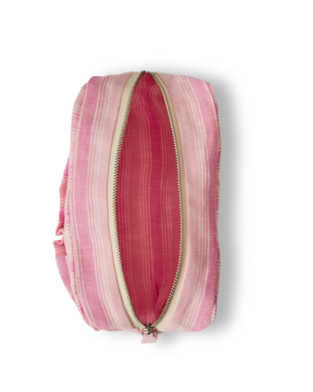 Merci - Washed linen pencil case - Pink Weft Stripes