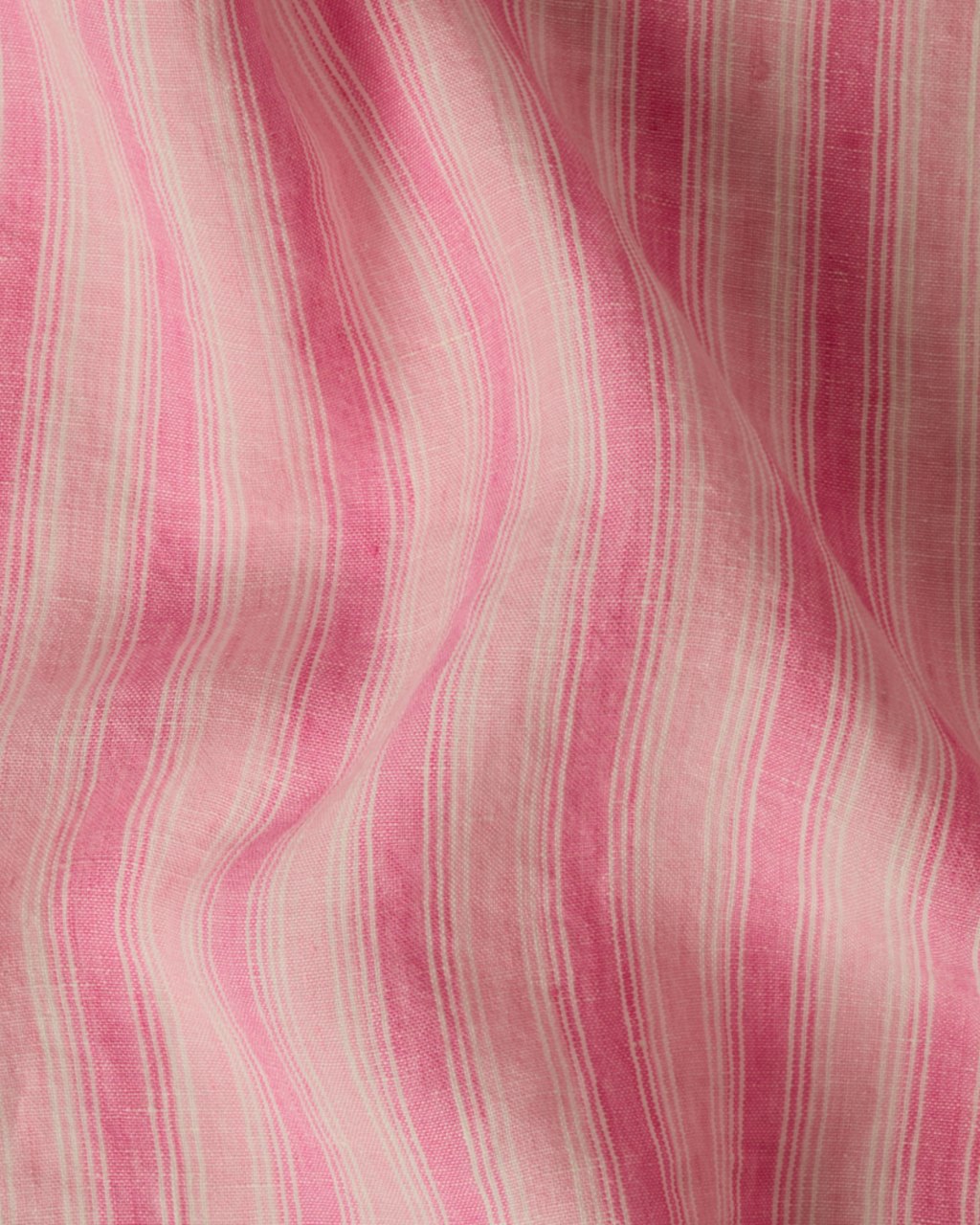 Merci - Drap Plat En Lin Lavé - Rayures Trame Rose