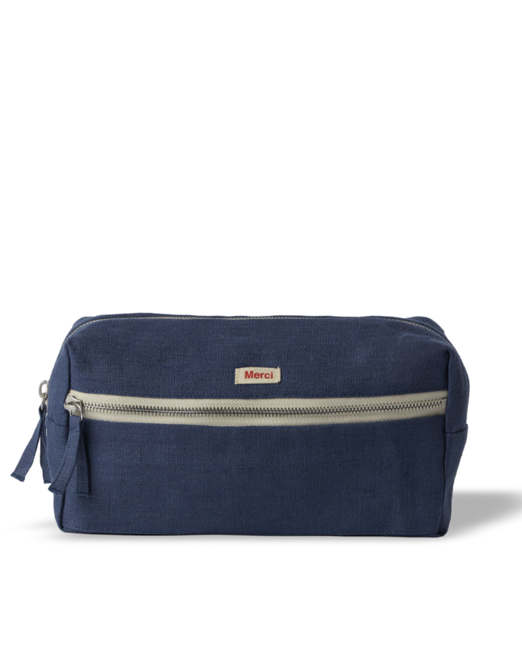 Merci - Trousse De Toilette En Lin Lavé - Bleu Pacifique