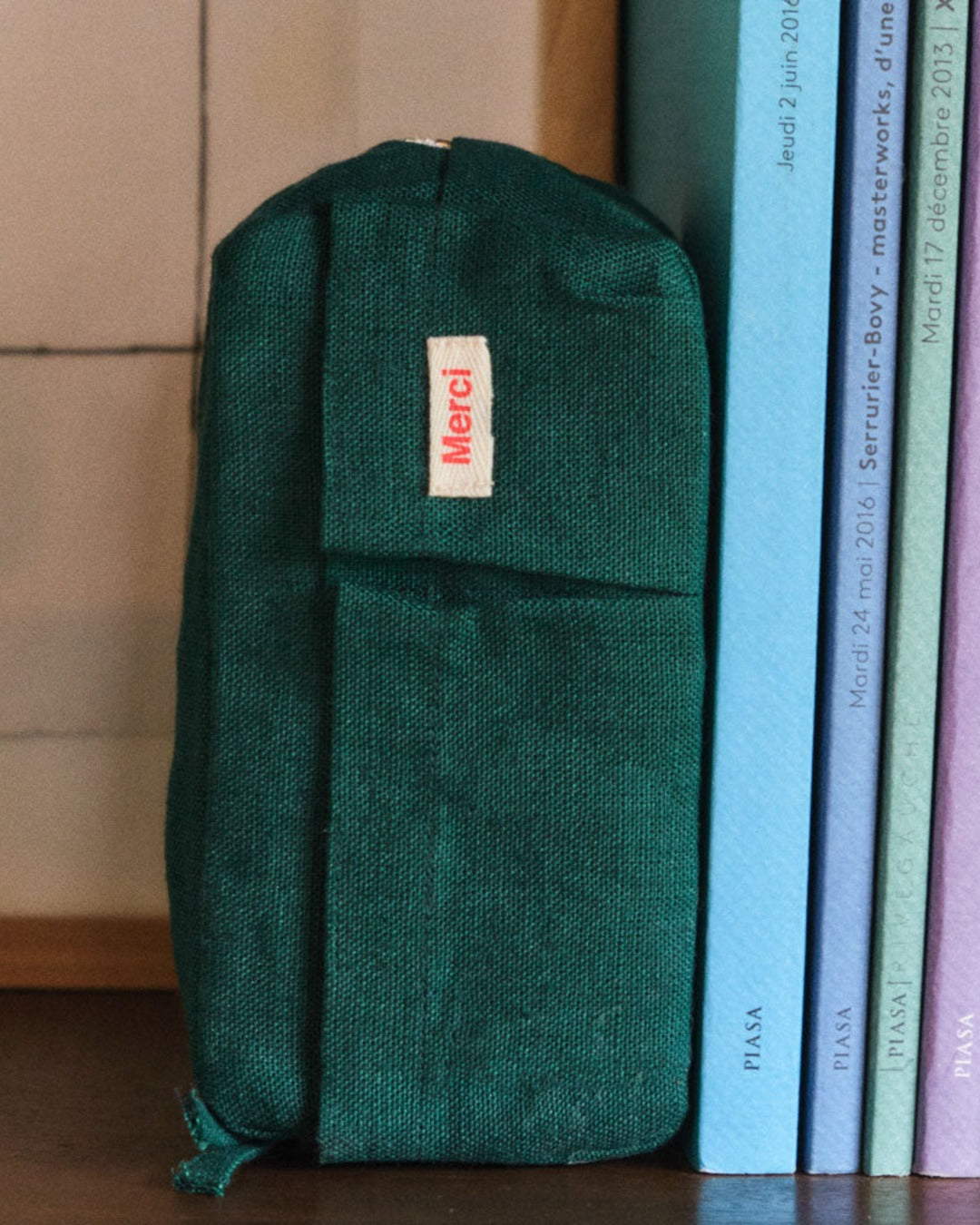 Merci - Trousse En Lin Lavé - Vert Séquoia