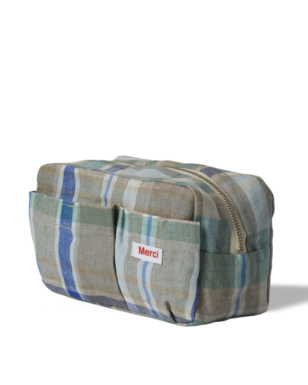 Merci - Trousse En Lin Lavé - Carreaux Bibliothèque