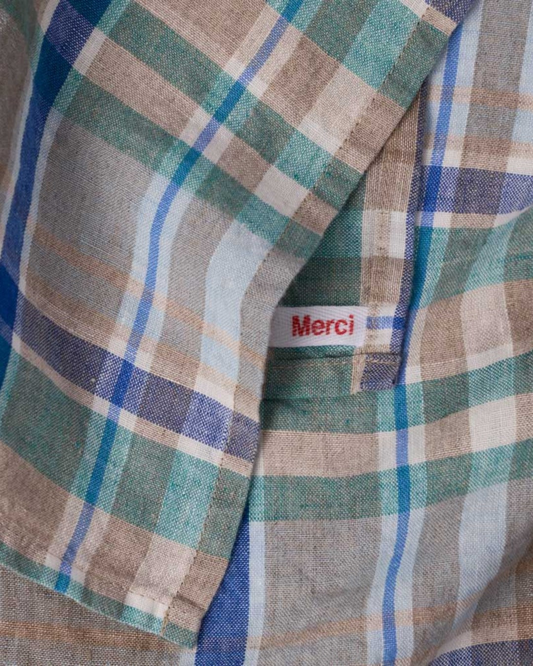 Merci - Torchon En Lin Lavé - Carreaux Bibliothèque