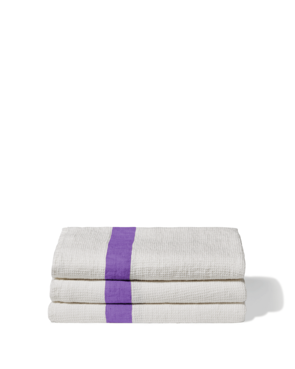 Merci - Serviette De Bain En Lin Nid D'Abeille - Bande Violet Orage