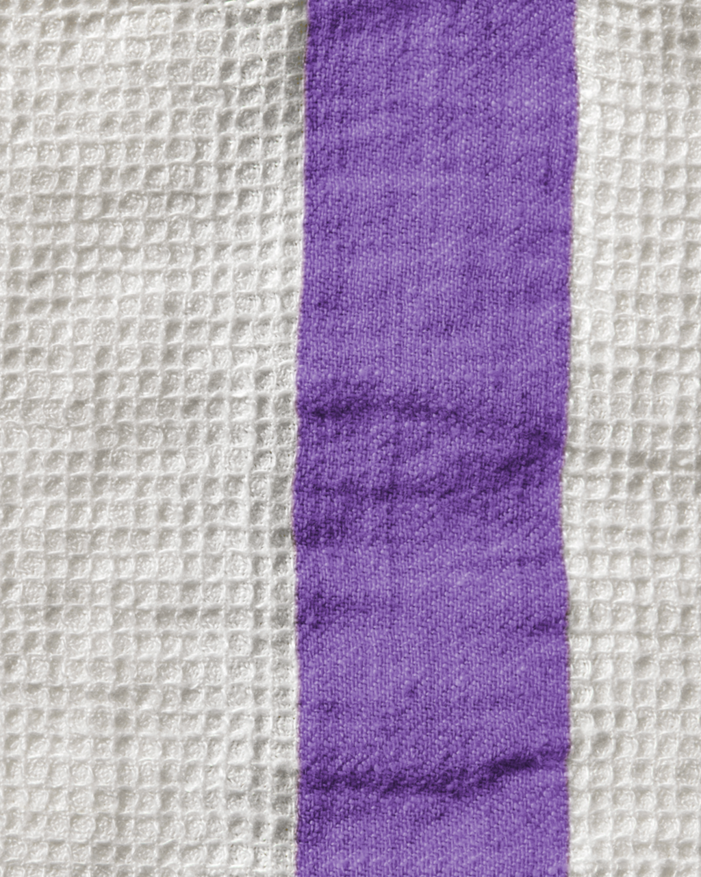 Merci - Serviette De Bain En Lin Nid D'Abeille - Bande Violet Orage