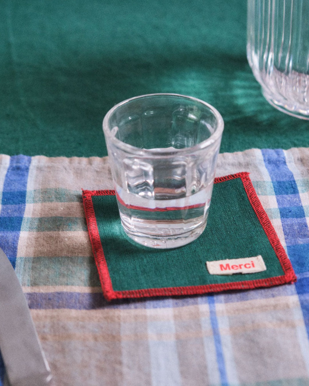 Merci - Ensemble De 6 Dessous De Verre En Lin Lavé - Vert Séquoia