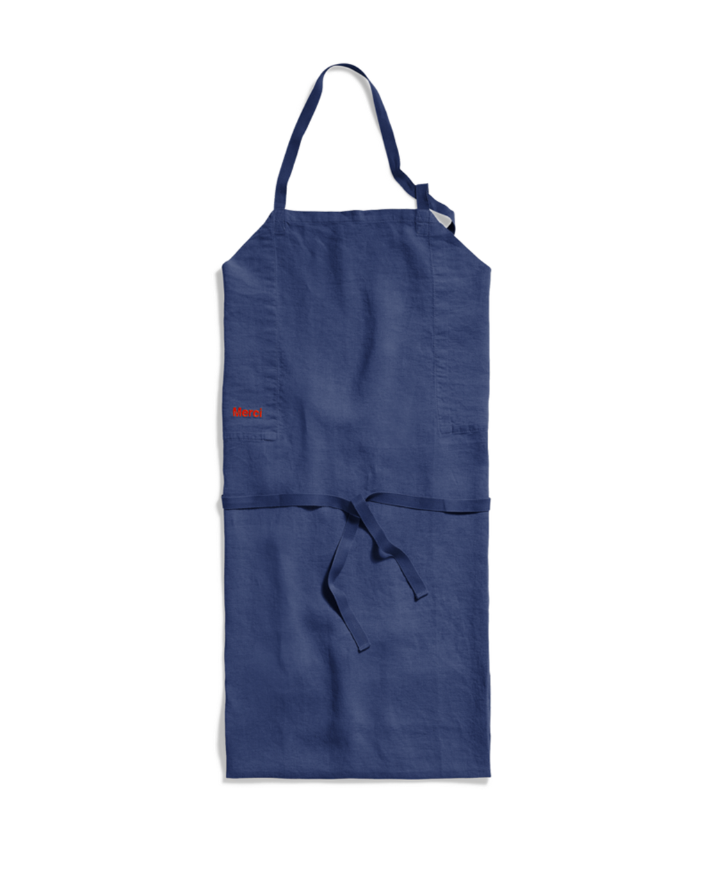 Merci - Washed linen apron - Blue Pacific