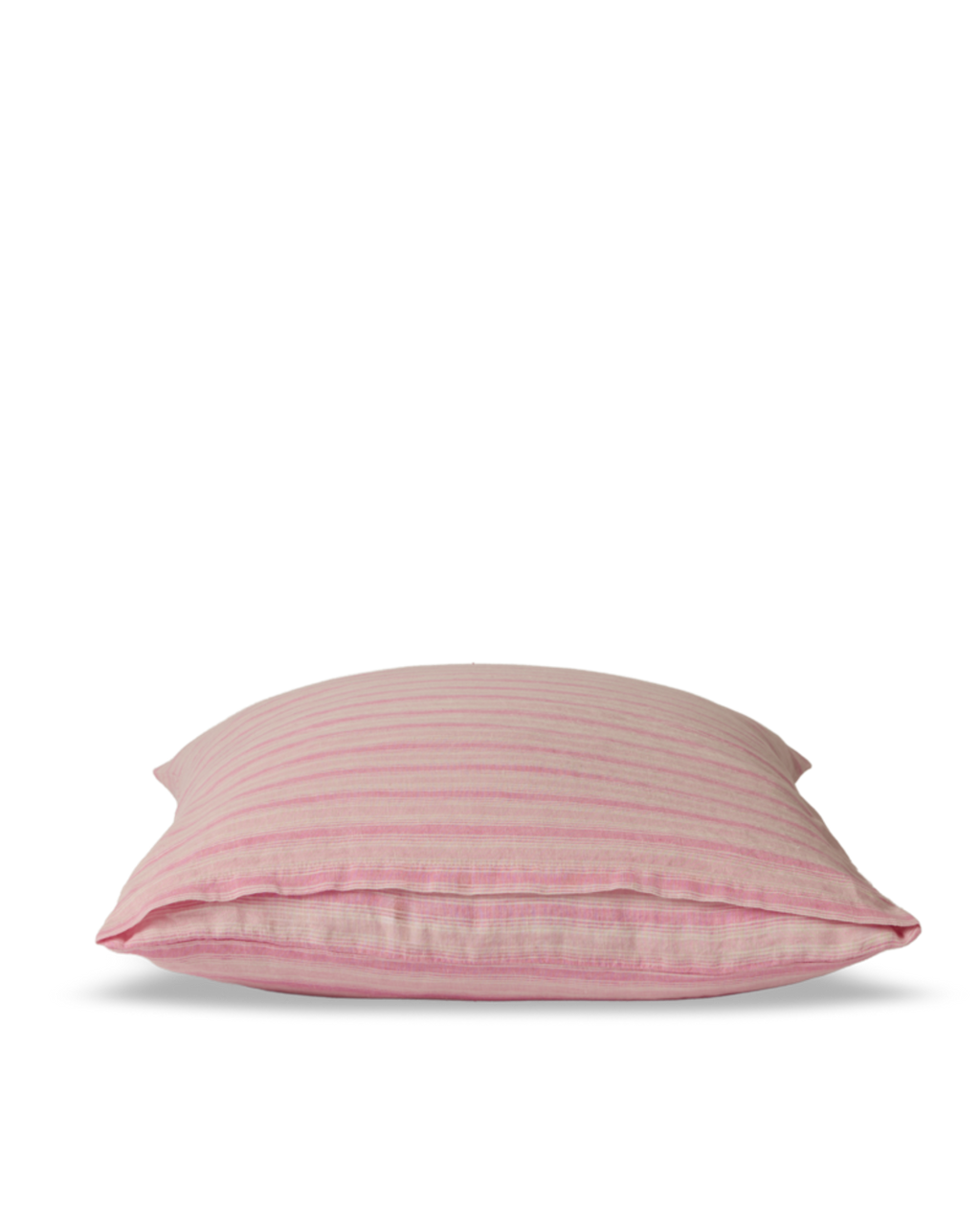 Merci - Washed linen pillowcase - Pink Weft Stripes