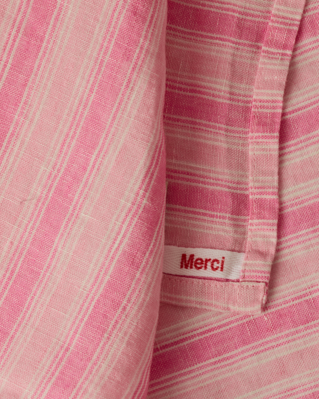 Merci - Washed linen napkin - Pink Weft Stripes