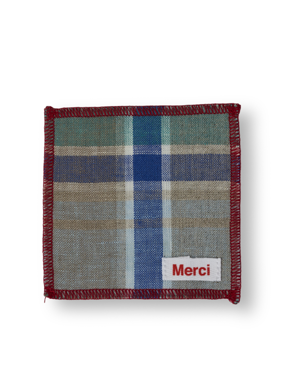 Merci - Ensemble De 6 Dessous De Verre En Lin Lavé - Carreaux Bibliothèque