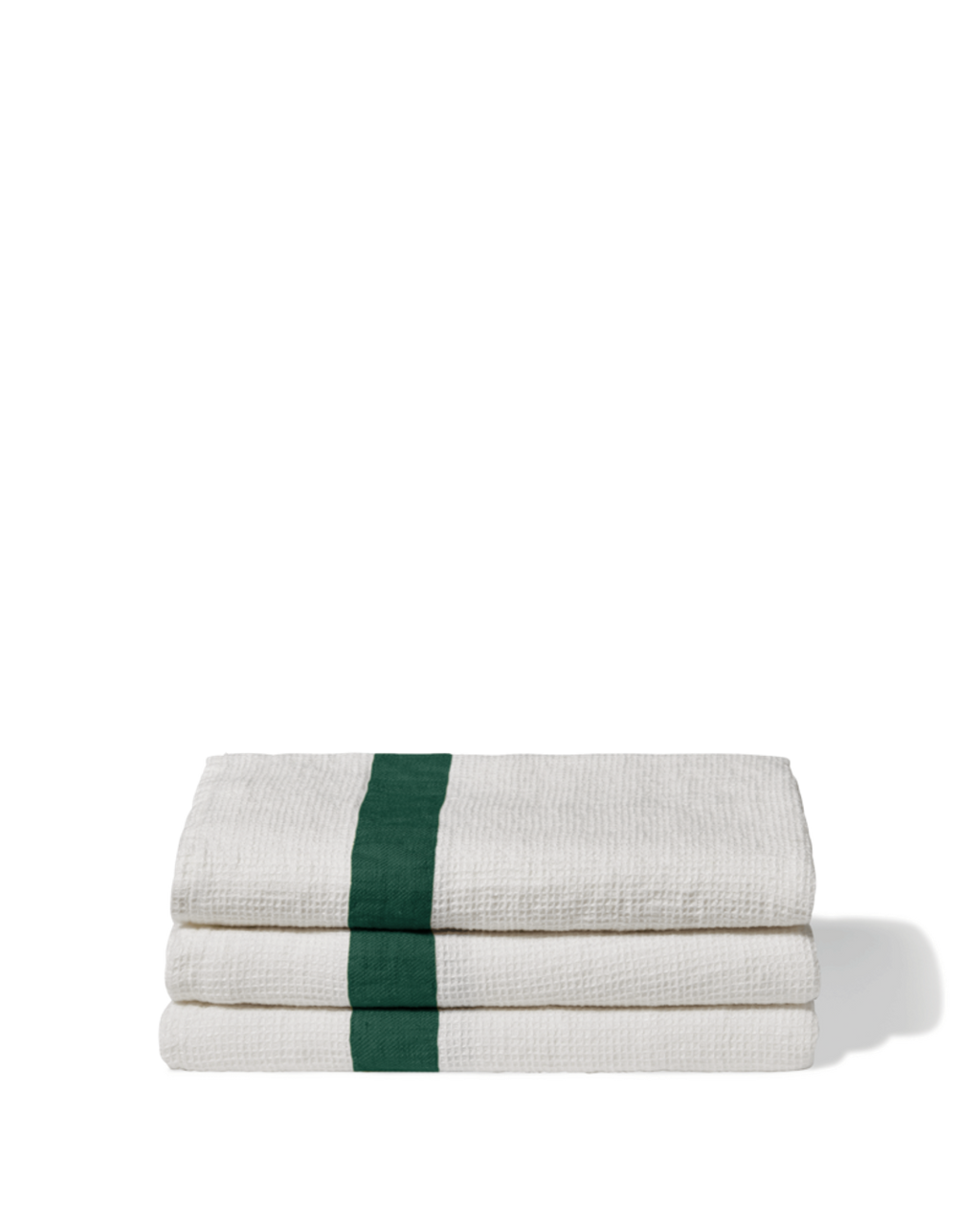 Merci - Linen bath towel - Honeycomb - Sequoia Green Stripe