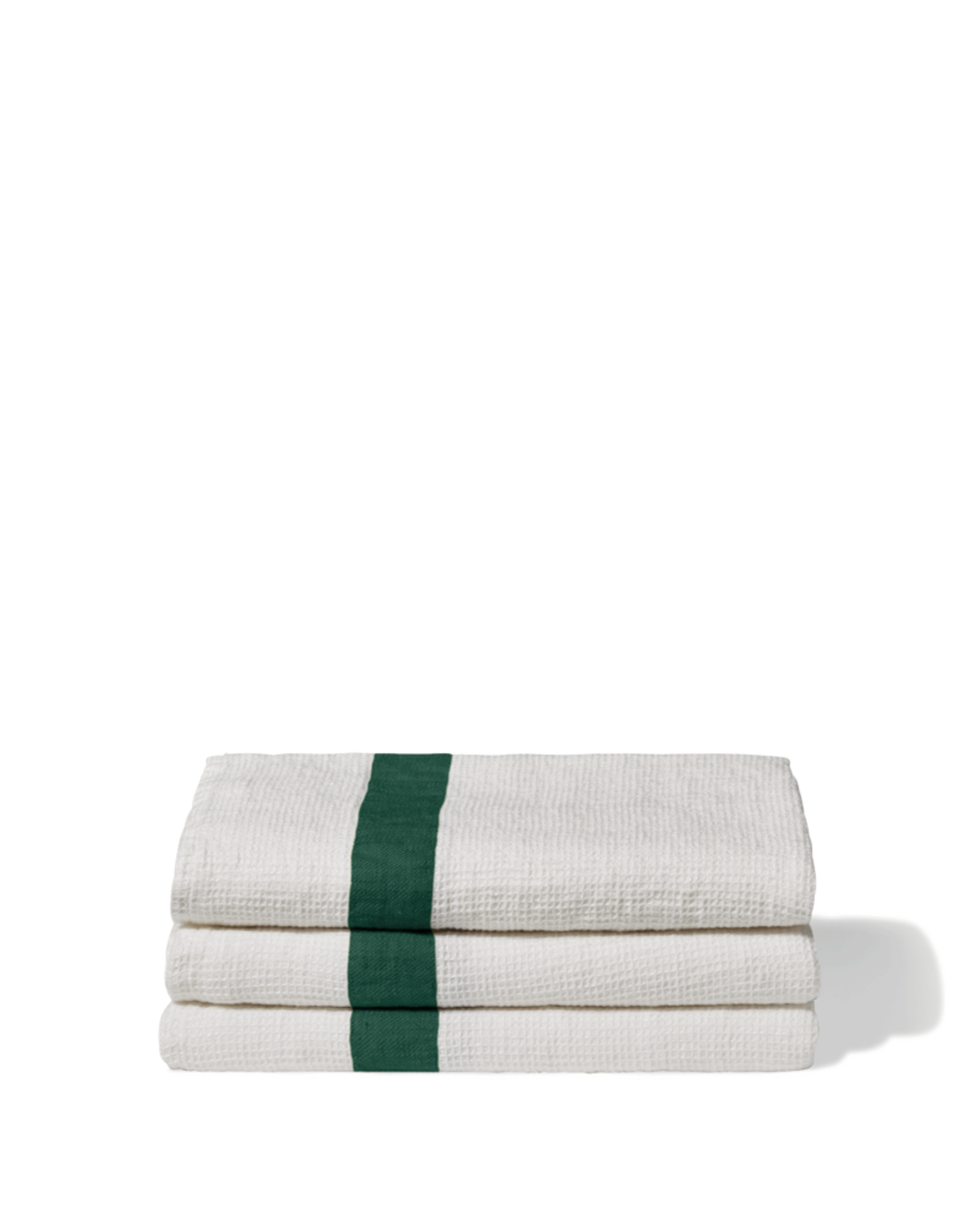 Merci - Linen bath towel - Honeycomb - Sequoia Green Stripe