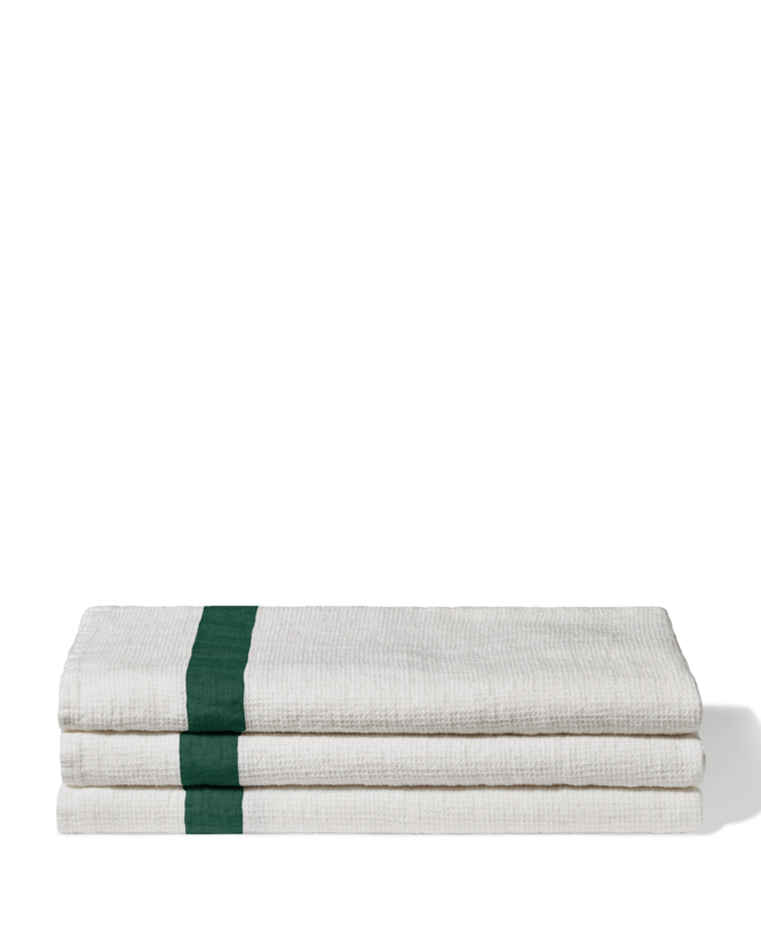 Merci - Linen bath towel - Honeycomb - Sequoia Green Stripe