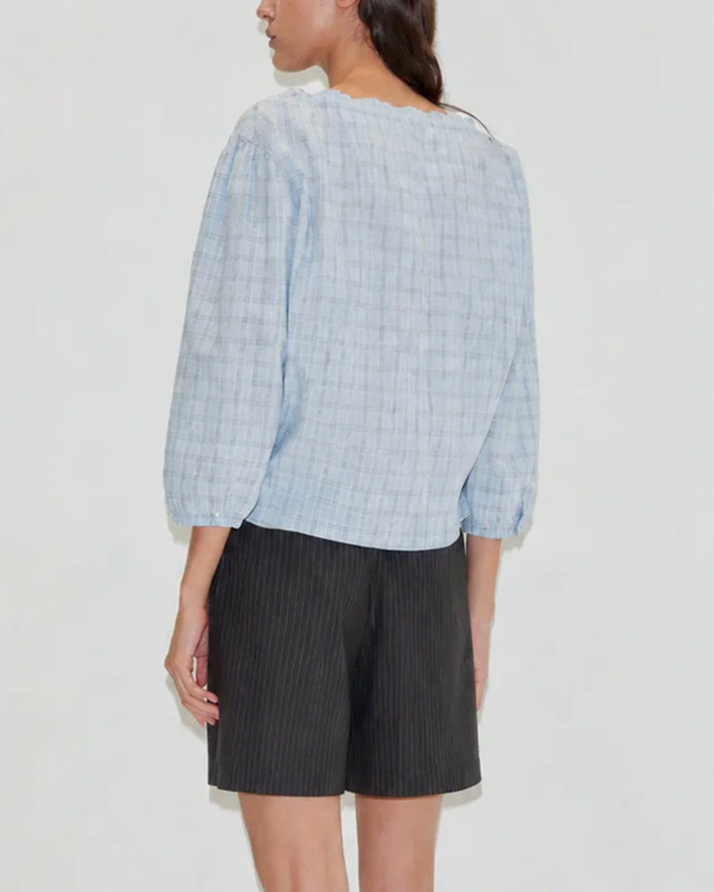 Deiji Studio - Chemise À Cordons - Carreaux Bleu