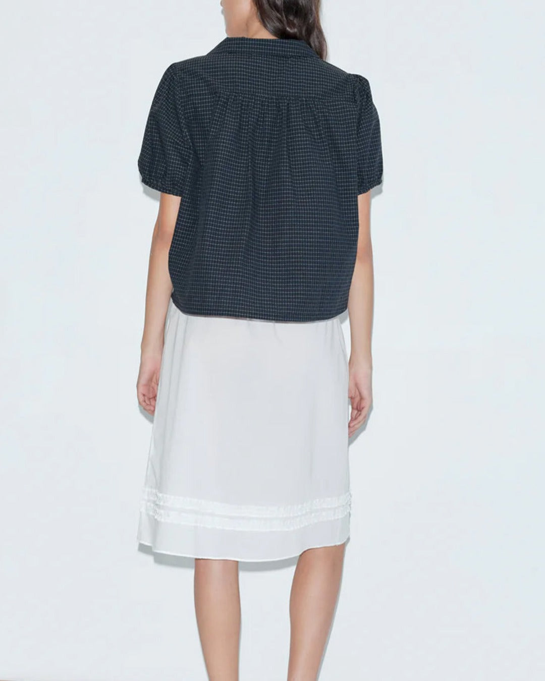 Deiji Studio - Fine Collar Top - Mono Grid