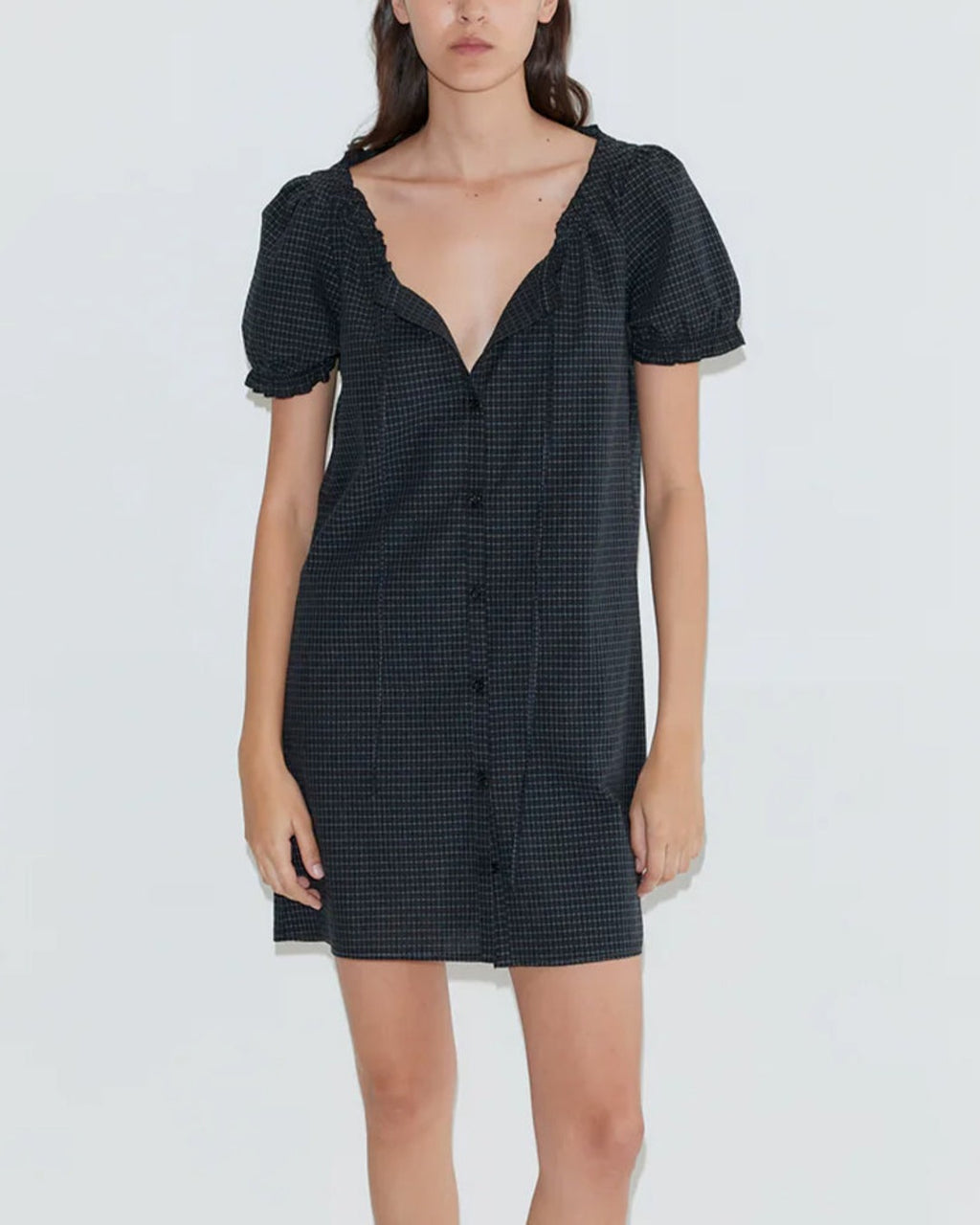 Deiji Studio - Robe Courte Boutonnée - Mono Grid
