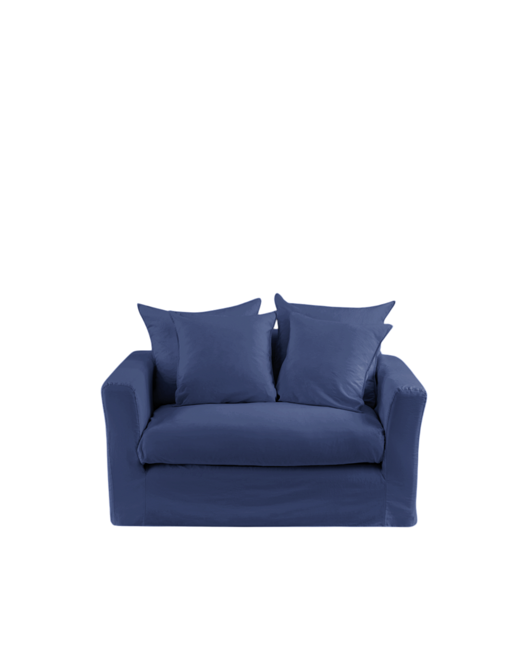 Canapé Merci Paris bleu pacifique déhoussable en tissu avec coussins moelleux, design français durable
